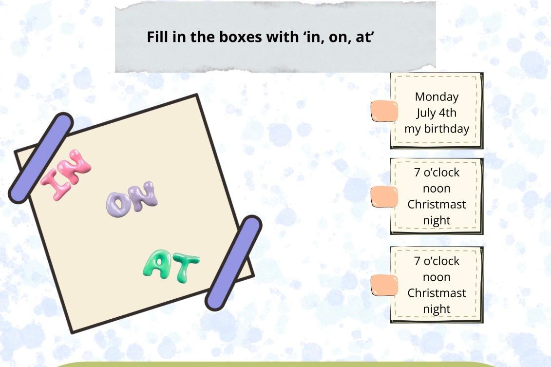 Prepositions Worksheet: In, On, At